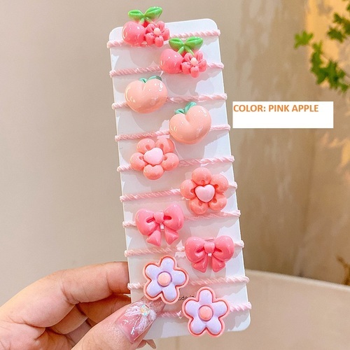 10 PIECES HAIR RUBBERBANDS / BA-0077 - COLOR PINK APPLE