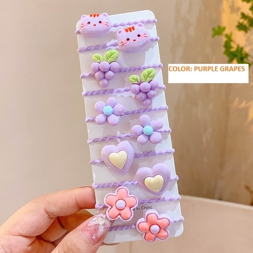 10 PIECES HAIR RUBBERBANDS / BA-0079 - COLOR PURPLE GRAPES