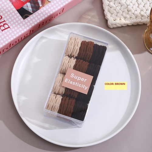 24 PIECES HAIR RUBBER BANDS / BA-0085 - COLOR BROWN