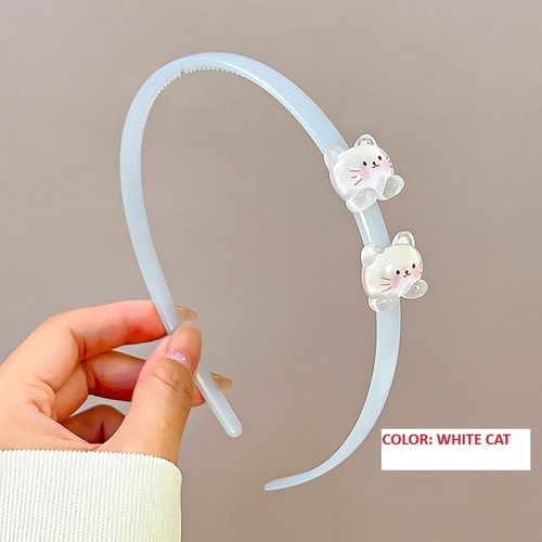 TRANSPARENT JELLY COLOR CARTOON HEADBAND / BA-0089 - COLOR WHITE CAT