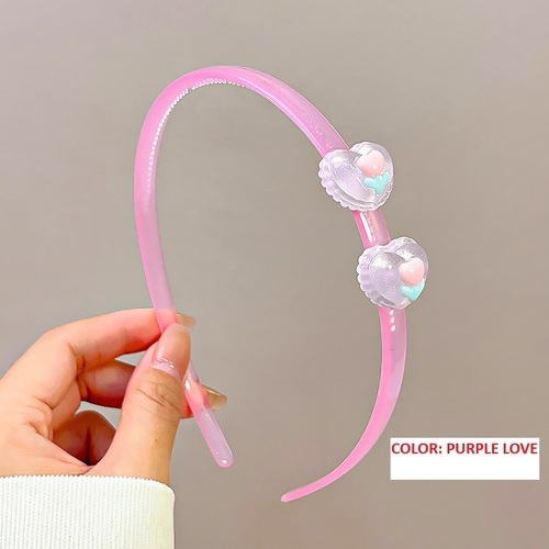 TRANSPARENT JELLY COLOR CARTOON HEADBAND / BA-0092 - COLOR PURPLE LOVE