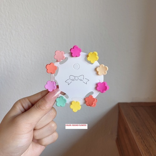 10 PIECES SMALL HAIRPINS / BA-0096 - COLOR ROUND FLOWERS
