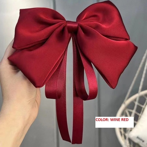 BIG BOW HAIRPIN FOR GIRLS / BA-0170 - COLOR WINE RED