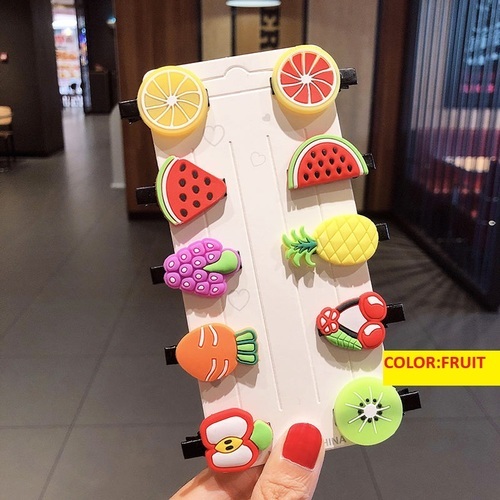 10 PIECES HAIRPINS FOR GIRLS / BA-0181 - COLOR FRUITS