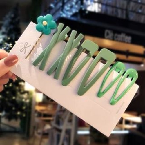 7 PIECE FLOWER HAIRPIN / BA-0185 - COLOR GREEN