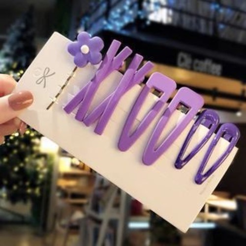7 PIECE FLOWER HAIRPIN / BA-0186 - COLOR PURPLE