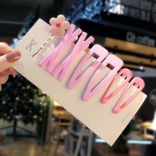 7 PIECE FLOWER HAIRPIN / BA-0187 - COLOR PINK