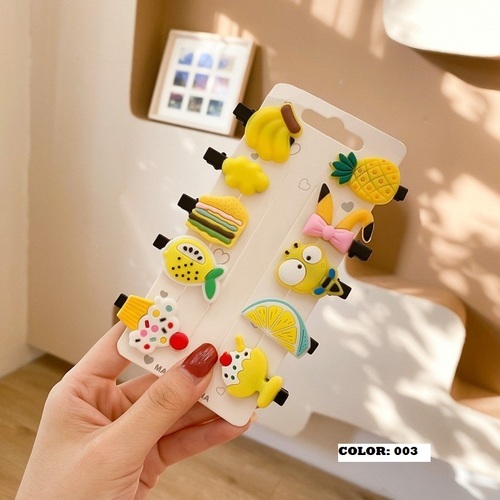 10 PIECE COLORFUL HAIRPINS / BA-0190 - COLOR YELLOW FRUITS