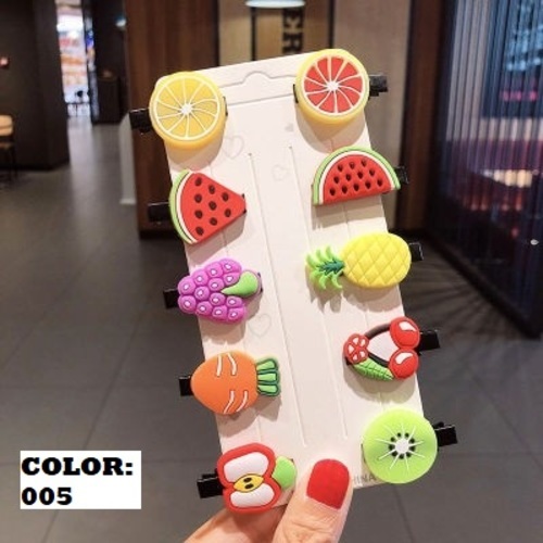 10 PIECE COLORFUL HAIRPINS / BA-0192 - COLOR MIX FRUITS
