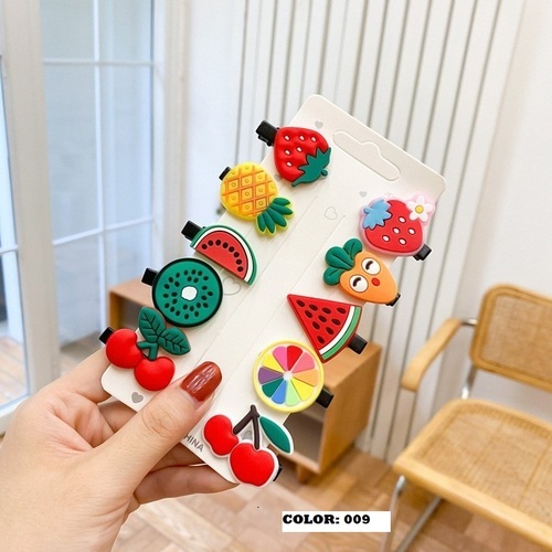 10 PIECE COLORFUL HAIRPINS / BA-0194 - COLOR MIX FRUITS