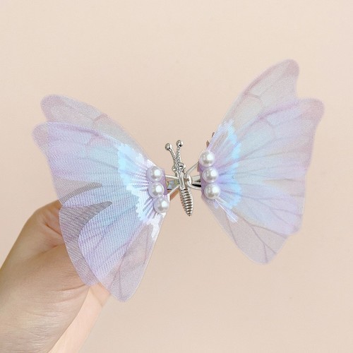 DOUBLE LAYER COLORFUL BUTTERFLY HAIRPIN / BA-0200 - COLOR PURPLE
