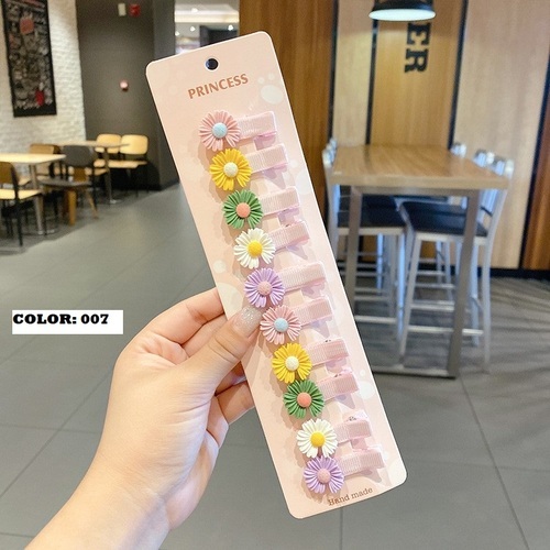 10 PIECES COLORFUL HAIR CLIP / BA-0206 - COLOR LIGHT FLOWERS