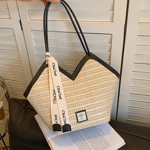 WOVEN SHOULDER BAG / BG-0115 - COLOR BLACK AND WHITE