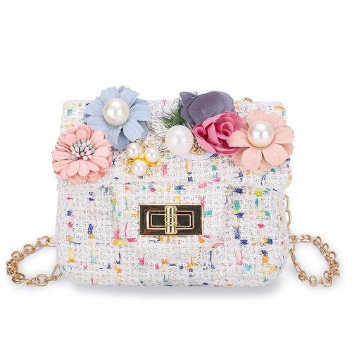 CROSS BODY COIN PURSE BAG / BG-0117 - COLOR BEIGE FLORAL DESIGN