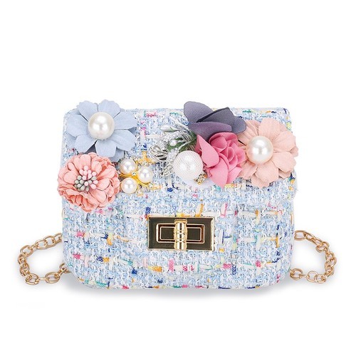 CROSS BODY COIN PURSE BAG / BG-0118 - COLOR BLUE FLORAL DESIGN