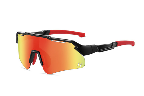 CYCLING SUNGLASSES FOR CHILDREN / BA-0221 - COLOR: 1010 BRIGHT BLACK FRAME WITH RED FILM