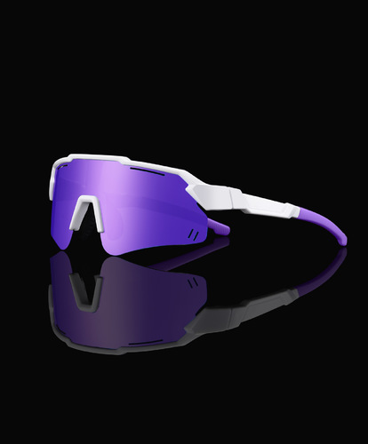 CYCLING SUNGLASSES FOR CHILDREN / BA-0223 - COLOR: 1010 WHITE FRAME WITH PURPLE FILM