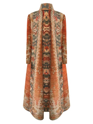 LONG-SLEEVED PLEATED CARDIGAN / U21G - COLOR
  ORANGE  ONE SIZE