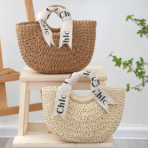 WOVEN BAG-DRAWSTRING / BG-0139 - COLOR: KHAKI PAPER STRAW WOVEN BAG