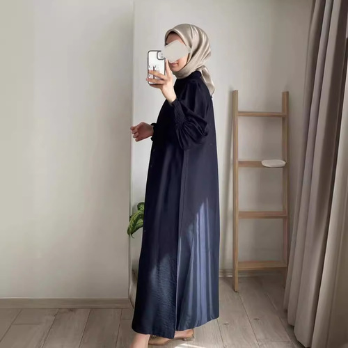 فستان طويل على الطراز الإسلامي / WD-0609 / S300 - اللون: أزرق داكن