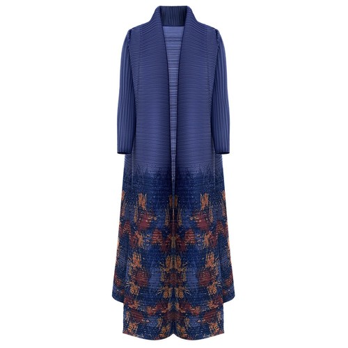 WOMEN'S LONG-SLEEVED PLEATED CARDIGANS / WD-0583 - COLOR PURPLE BLUE  ONE SIZE