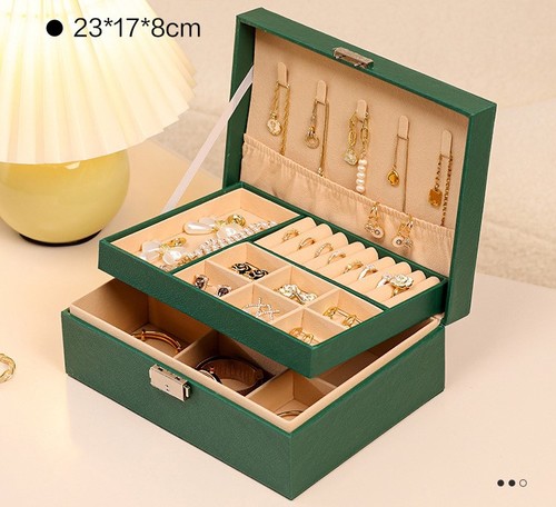 JEWELRY BOX DOUBLE LAYER / WA-0301 - COLOR: GREEN