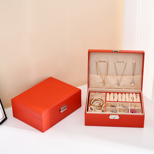 JEWELRY BOX DOUBLE LAYER / WA-0304 - COLOR: RED SIZE: WIDTH 17CM HEIGHT 8.9CM