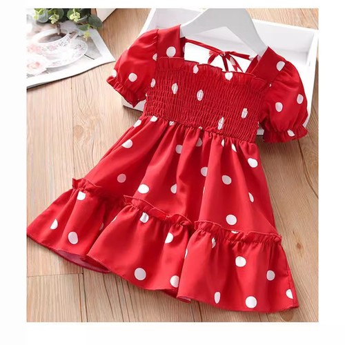 GIRL'S SUMMER STYLE DRESS / GL-0095/c19 - COLOR RED