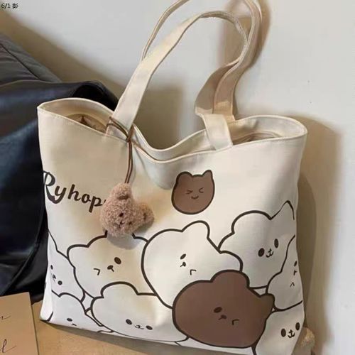 CLOTH TOTE BAG- NO ZIPPER / BG-0146 - COLOR: MANY BEAR SIZE: 40*32*8CM