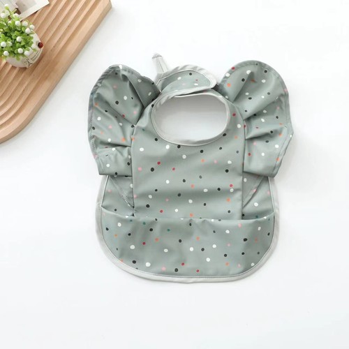 WATERPROOF BABY BIB / BB-0087 - COLOR GREEN DOTS