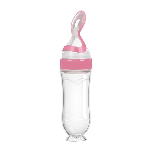 BABY SILICONE FEEDING BOTTLE / BB-0155 - COLOR PINKSQUEEZING BOTTLE FOR RICE AND CEREALS