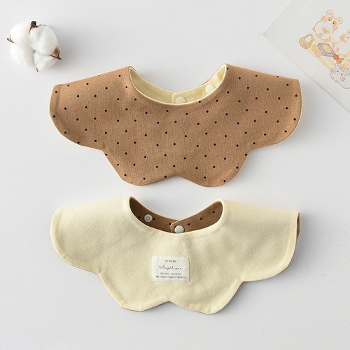 DOUBLE SIDED BABY BIB / BB-0173 - COLOR COFFEE WHITE