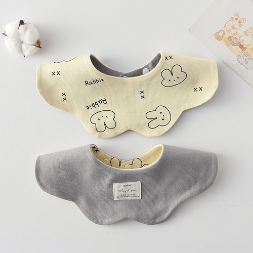 DOUBLE SIDED BABY BIB / BB-0176 - COLOR YELLOW BUNNY HEAD