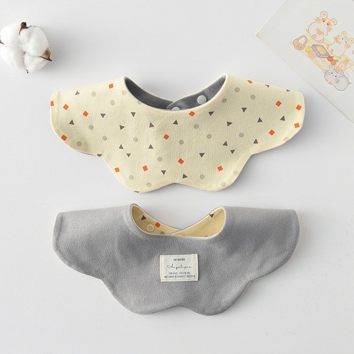 DOUBLE SIDED BABY BIB / BB-0181 - COLOR YELLOW GRAY