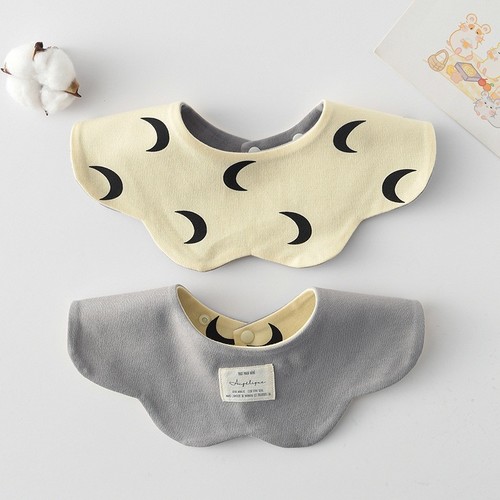 DOUBLE SIDED BABY BIB / BB-0183 - COLOR YELLOW GRAY