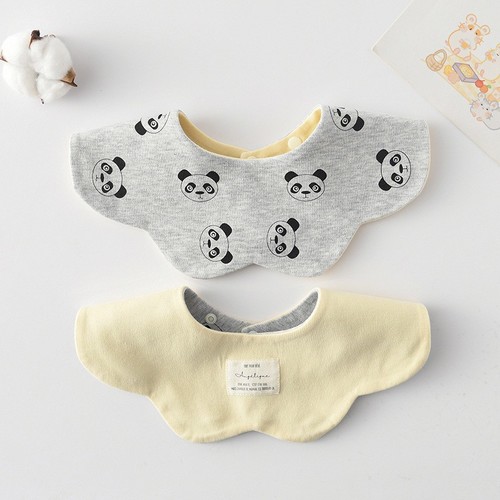 DOUBLE SIDED BABY BIB / BB-0184 - COLOR YELLOW GRAY