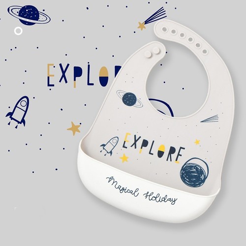 WATERPROOF SILICONE BABY BIB / BB-0186 - COLOR THROUGH TIME AND SPACE
