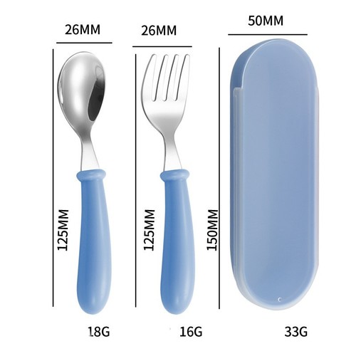 BABY TABLEWARE SET / BB-0237 - COLOR BLUE STAINLESS STEEL SPOON AND FORK