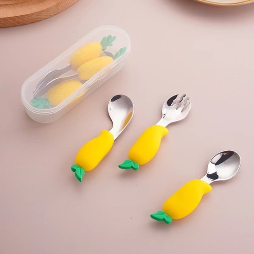 SET BABY TABLEWARE / BB-0239 - COLOR YELLOW MANGO STAINLESS STEEL