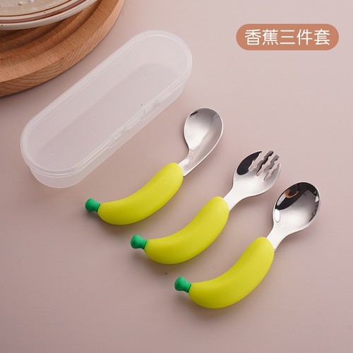 SET BABY TABLEWARE / BB-0241 - COLOR YELLOW BANANA STAINLESS STEEL