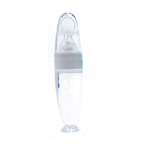 BABY SILICONE FEEDING BOTTLE / BB-0243 - COLOR WHITE SQUEEZING BOTTLE FOR RICE AND CEREALS