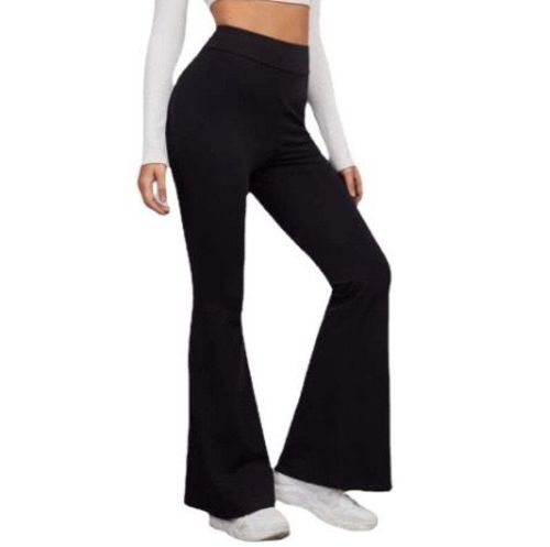 Leggings WD-0622 / S699 - BELL BOTTOM LEGGINGS COLOR: BLACK