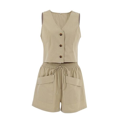 TWO PIECE SHORT AND VEST FOR WOMEN / WD-0625//S450 - COLOR BEIGE