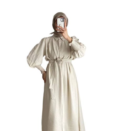 WOMEN'S LONG DRESS / WD-627/C300 - COLOR BEIGE