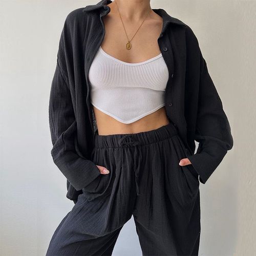 SET / WD-0630/C75 - TWO PIECE LONG SLEEVED SHIRT AND PANTS COLOR BLACK