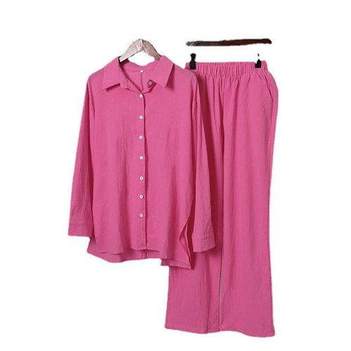 SET / WD-0634/ C29 - TWO PIECE LONG SLEEVED SHIRT AND PANTS COLOR PINK