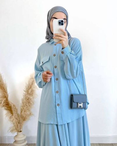 Set / WD-0704 / S192-1 - LOOSE LONG-SLEEVED SHIRT + SKIRT SUIT