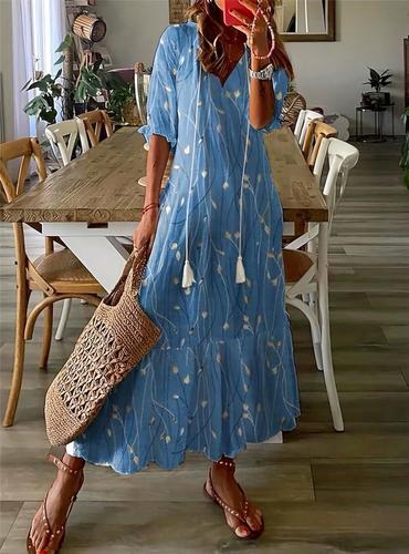 SUMMER LONG DRESS / WD-0652 / K08 - COLOR BLUE