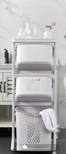 3 LAYER LAUNDRY BASKET / HM-0603 / J26 - اللون بلاستيك أبيض