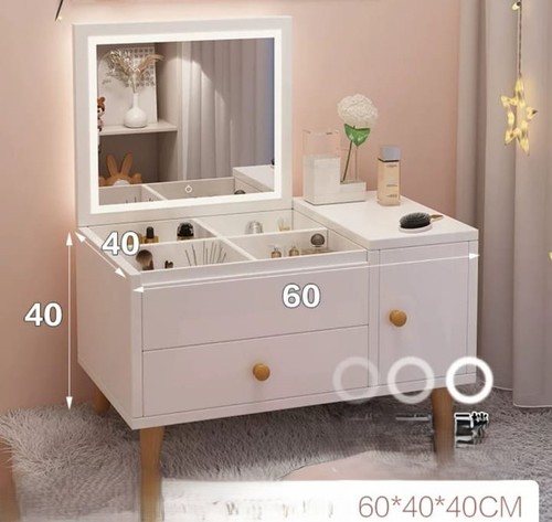 طاولة مكياج FR-0039 / F174B - طاولة مكياج مع مرآة بإضاءة LED مع التركيب